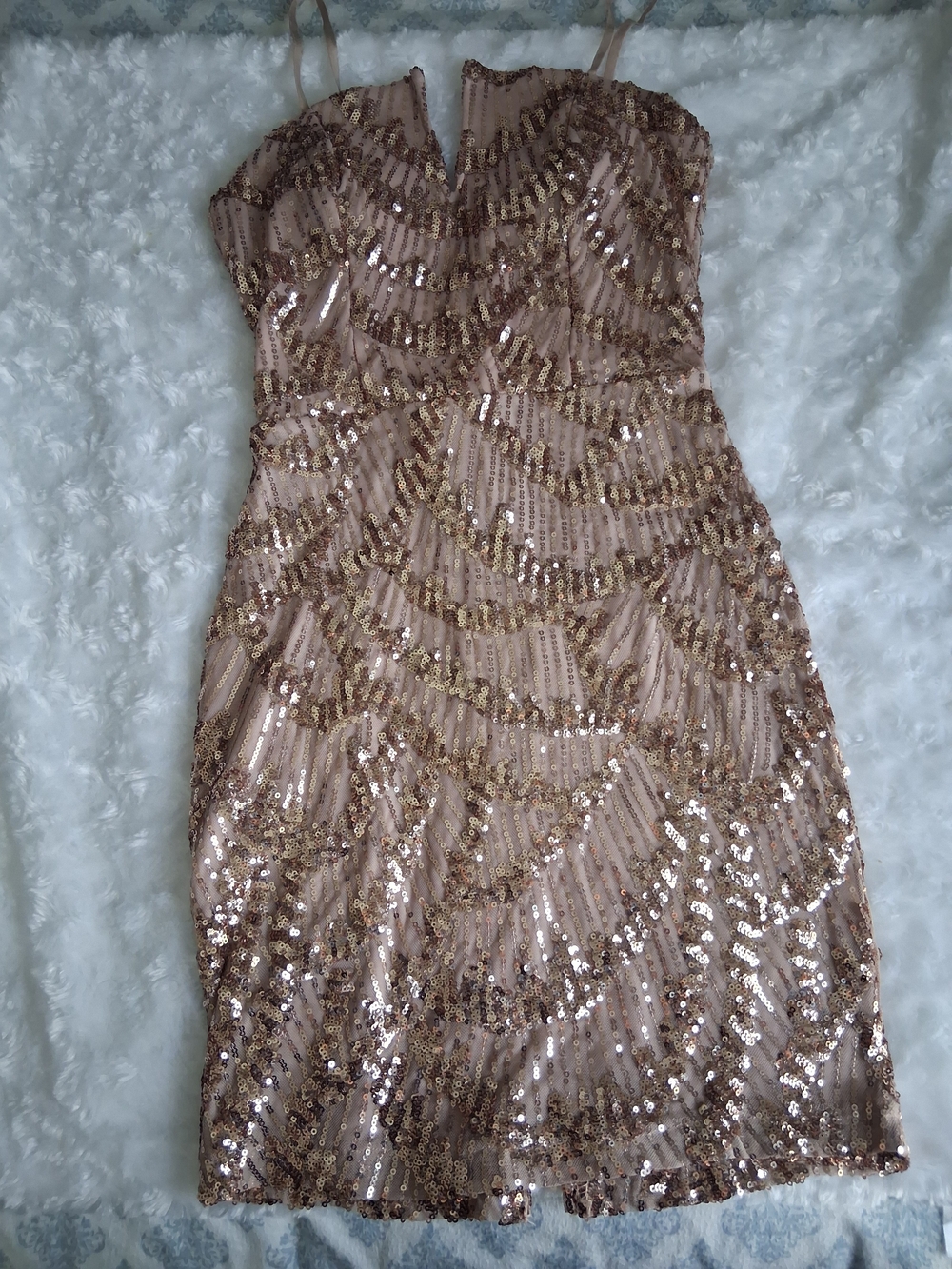 Emerald Sundae Rose Gold Sequin Bodycon Mini Dress
